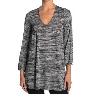 Velvet Torch Women's Gray Space Dye V-Neck Empire Waist Tunic Sweater Small NWT